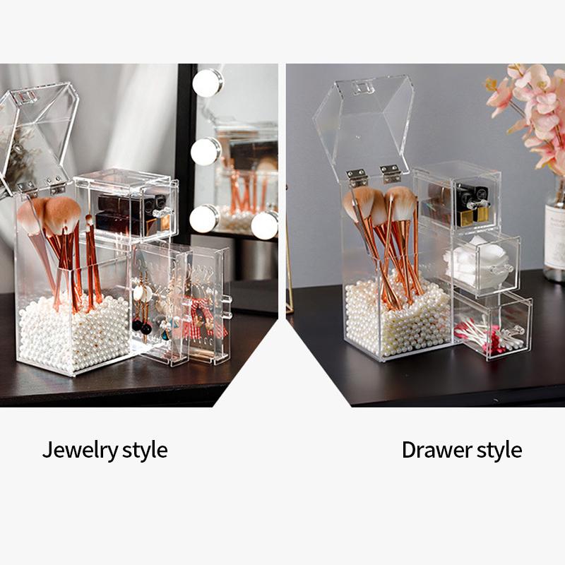 Acrylic Makeup Brush Holder Bucket Beauty Brush Container Make Up Box Cosmetic Case Storage