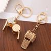 Luxury Metal Whistle Key Chain Waterproof Referee Whistle Rhinestones Whistle Keychain  Girl Gift