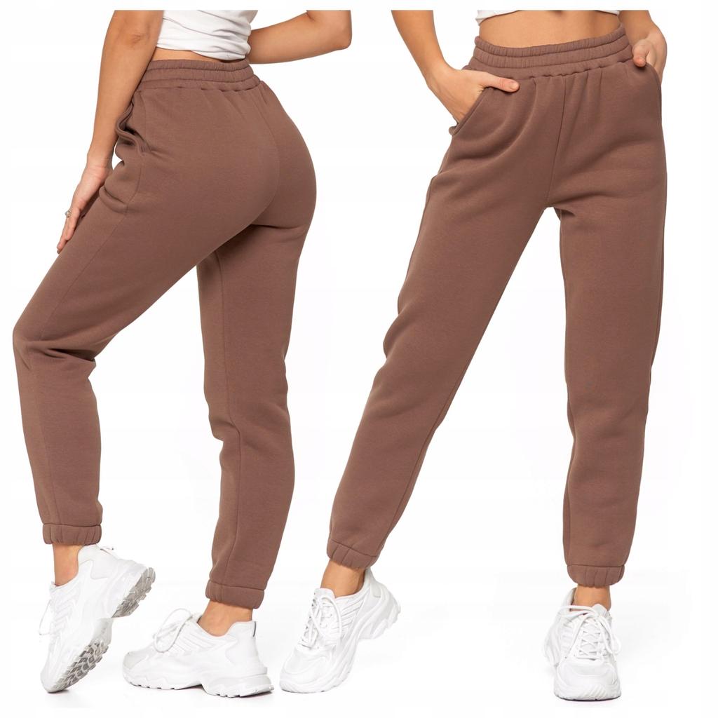 Women's Warm Joggers with Plain Pattern MORAJ L MOCCA