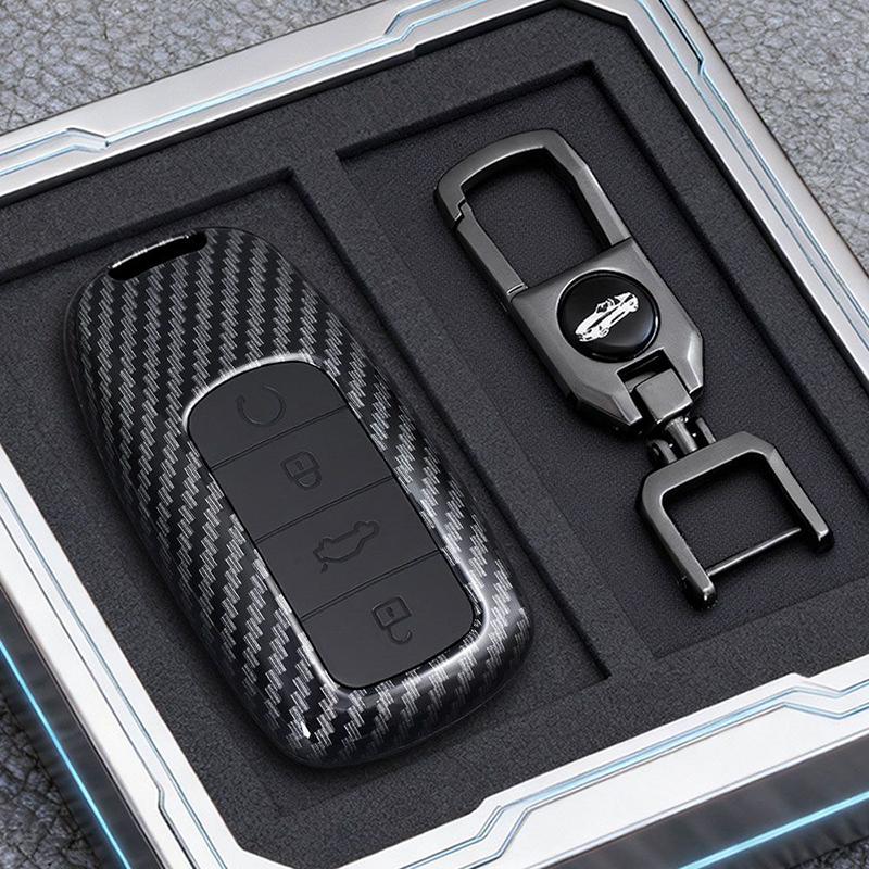 Abs Carbon Fiber Style For Chery Jaecoo 7 J7 J8 Phev Remote Smart Car Key Case Cover Fob Bagkeychain Accessories