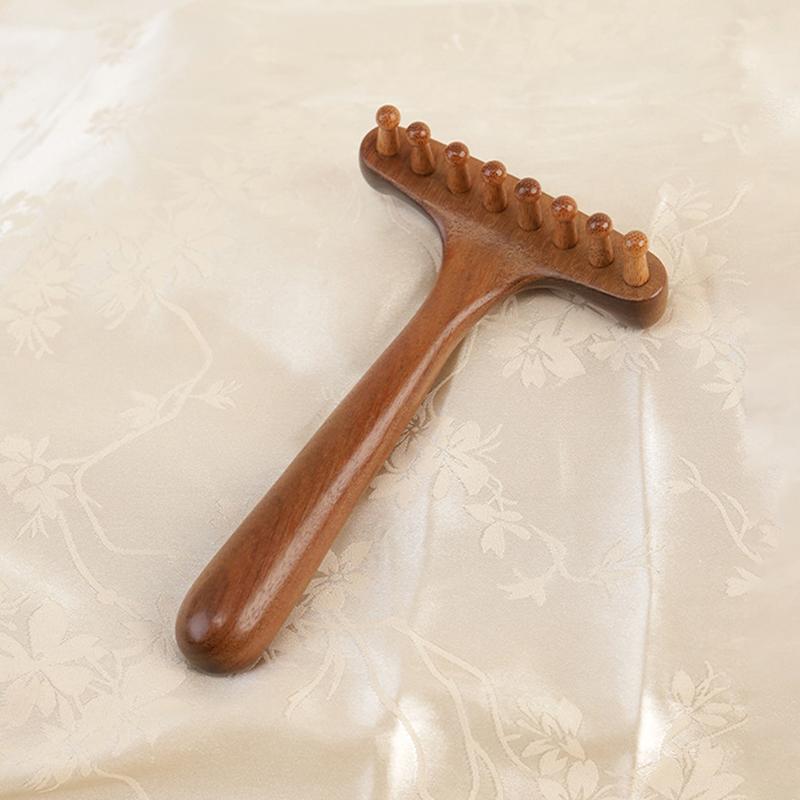 1 Pcs Portable Sandalwood Gua Sha Massage Brush Head Neck Abdominal Leg Body Meridian Massager Wooden Therapy Massage Tools