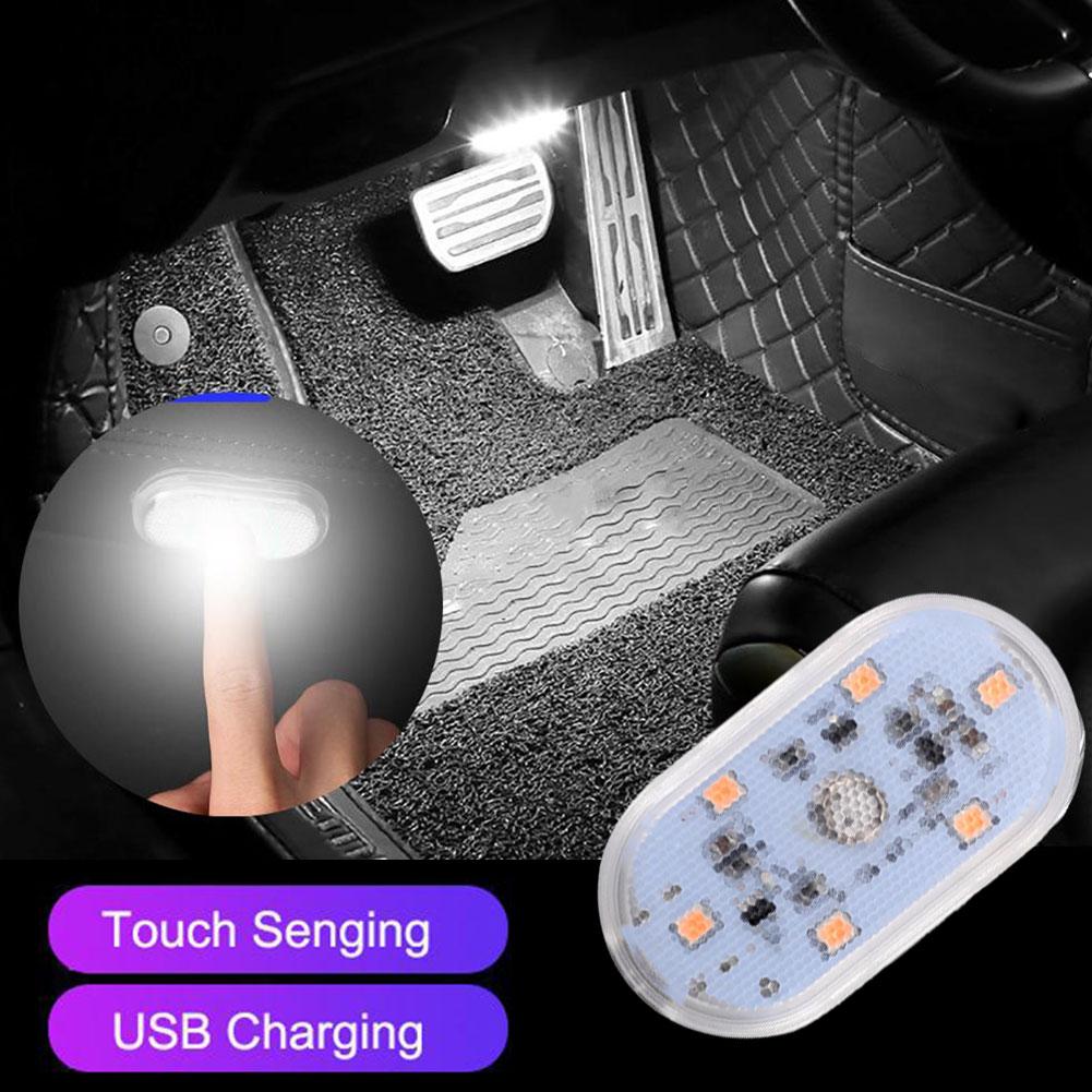 1/2/4PCS Car LED Touch Lights Wireless Car Reading Lamps Mini USB Charging Interior Lights For Car Door Foot Trunk Storage Box