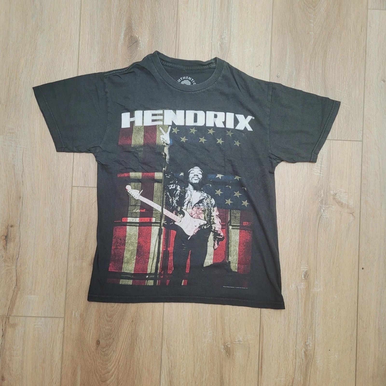 Jimi Hendrix T-Shirt Cropped Mens Small / Womens Medium American Flag Band Tee S