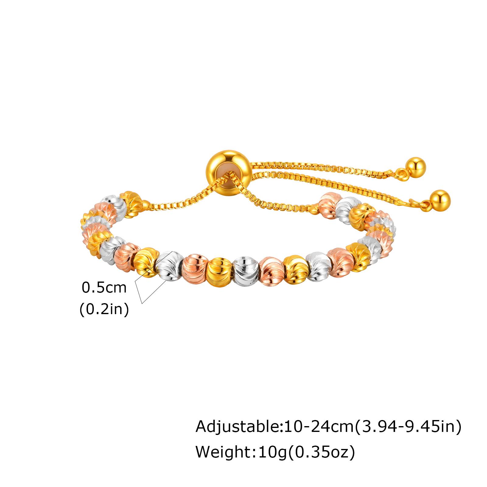 

Vnox Trendy Three Color Beads Bracelet Adjustable Link Chain, Bow Butterfly Charms Bracelet Chain Mixed Color Jewelry Gifts