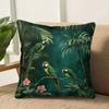 2D Flat- # Tropical Parrot Jungle Throw Pillow Cover Vintage Green Botanical Home Decor Cushion Case