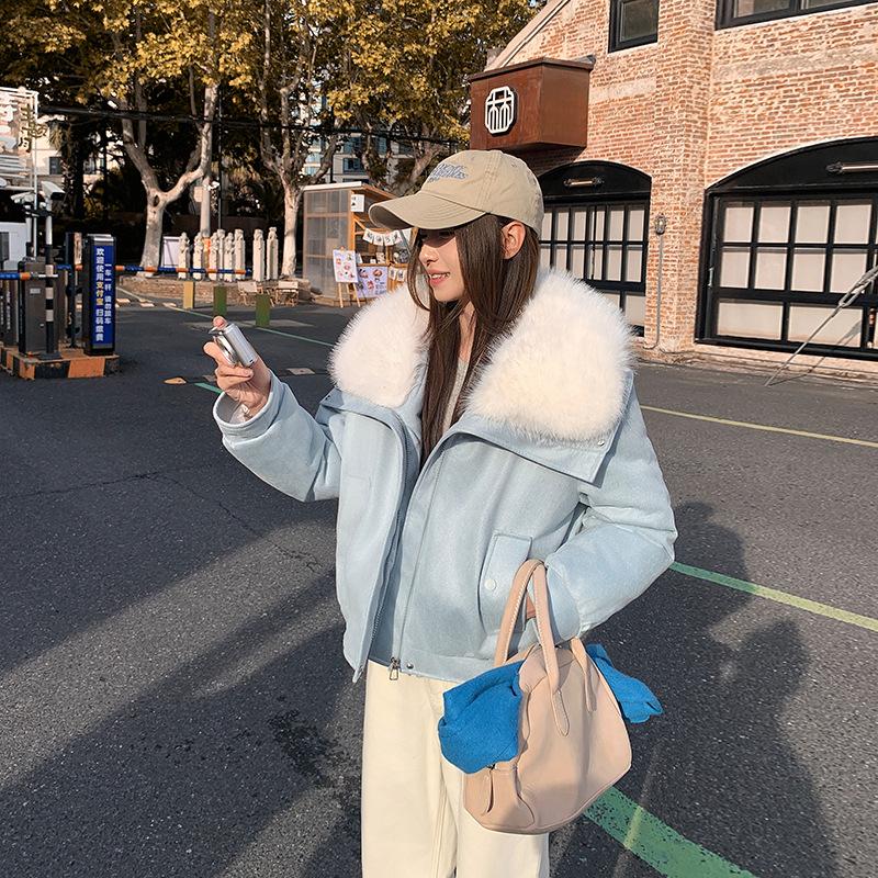 New big fur collar cotton clothes women's short imitation sheepskin fashion temperament small man new winter cotton coat