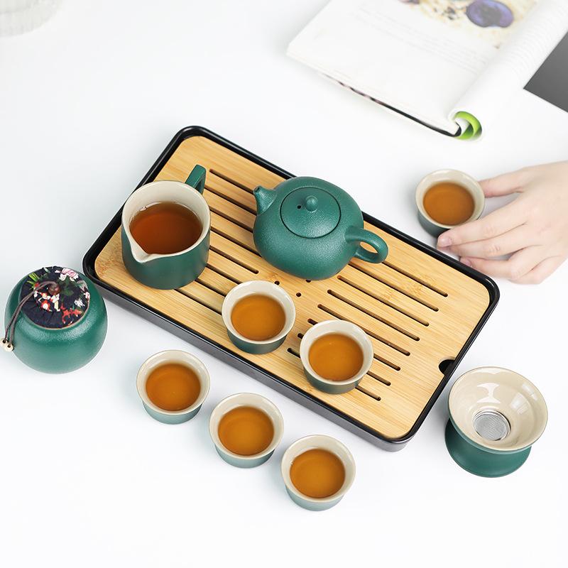 Travel tea set outdoor portable teapot tea tray household kung fu teacup ceramic business gift