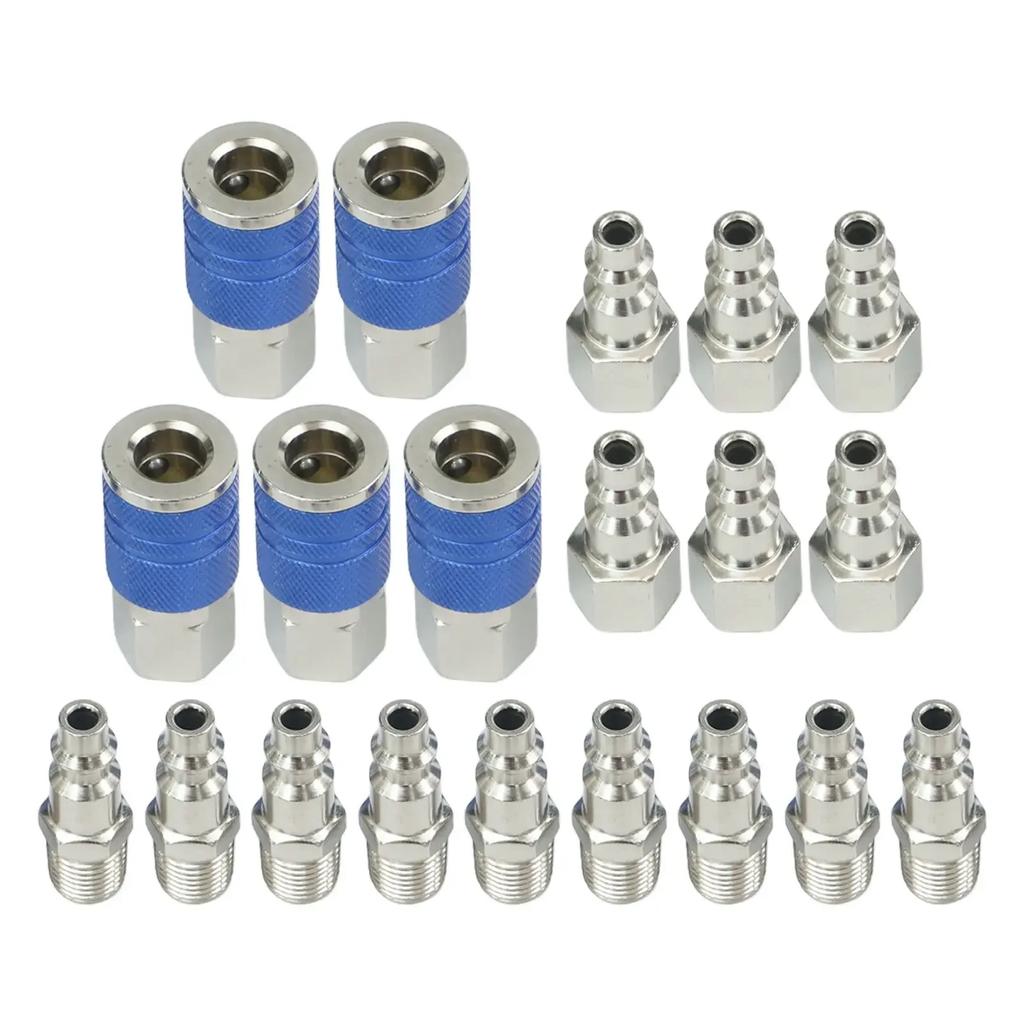 1 4 NPT Fittings Quick Coupler Set Quick Connection Design High Pressure Resistant Long-lasting Performance Use In Workshops