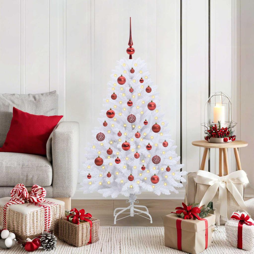 Artificial Foldable Christmas Tree White 120 cm PVC and Steel