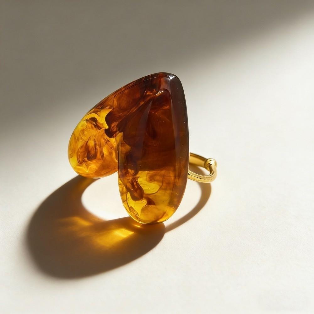 Einfacher offener Mundring Persönlichkeit Verstellbarer Ring Mode Herz Harzring Herren/Damen