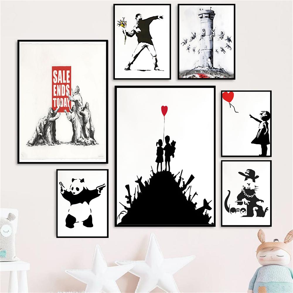 

Бэнкси Граффити Выставка Масляная живопись Нордический город Уличные принты Гостиная Абстрактное искусство Картина