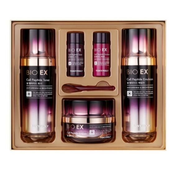 a0213  Tonymoly Bio EX Cell Peptide 5-Piece Skincare Set (Toner 130 mL + Emulsion 130 mL + Cream 60 mL + Toner 20 mL + Emulsion 20 mL)