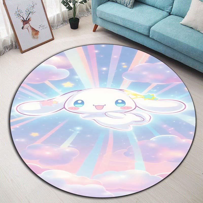 The My Melody and Cinnamoroll Cartoon Round Rug Can Be Used To Decorate Living Rooms, Bedrooms, Sofas, and Playrooms;