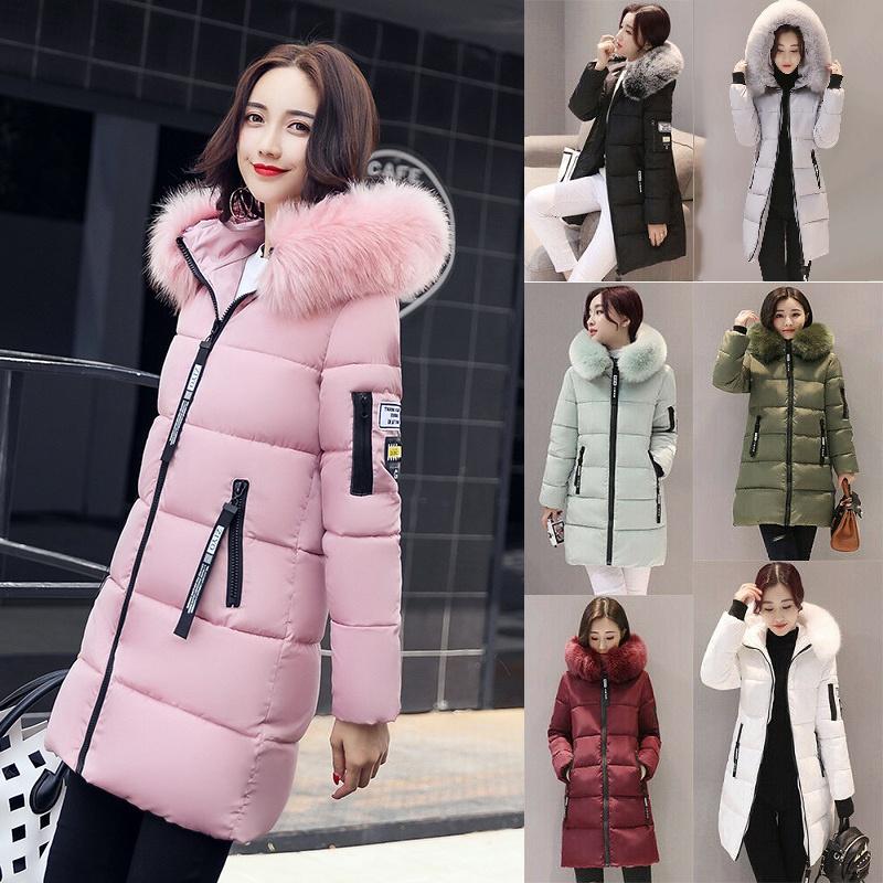 Stylish And Warm Winter Women Long Jacket With Fur Hooded Parka And Quilted Lining
