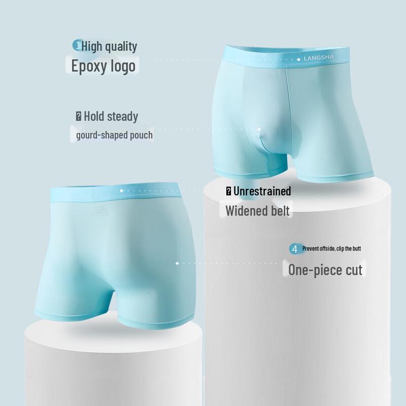 Langsheng Men's Ice Silk Boxer Briefs 4-Pack