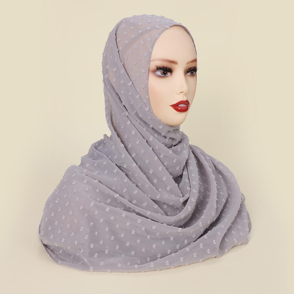 New Arrival Premium Chiffon Mini Pleated Pom Pom Shawl Non-Iron Wrapped Chiffon Pleated Hijab