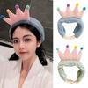 Plush Colorful Crown Hairband Soft Spa Headbands Elastic Furry Turban Non-slip Headwrap for Washing Face Makeup Tool