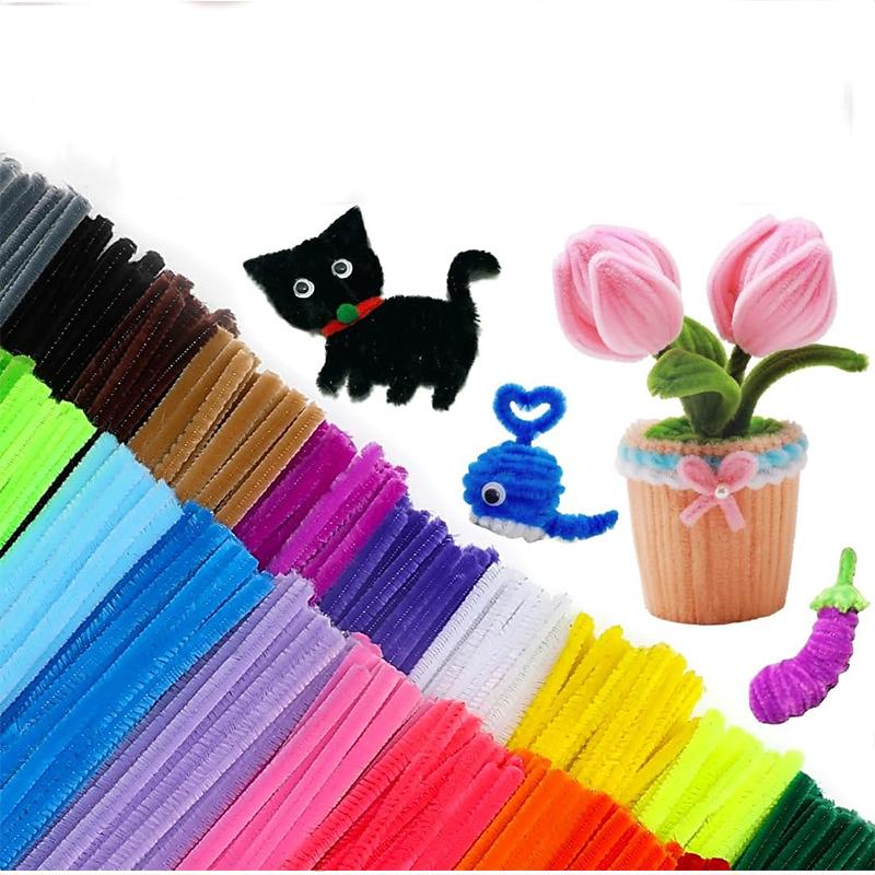 100pcs Multicolor Chenille Twist Sticks- DIY Craft Sticks, Colorful DIY Craft Supplies, Party Supplies,Colourful Twist Stick