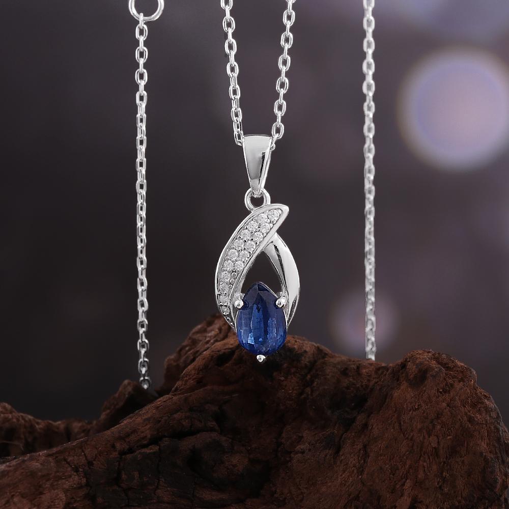 Gorgeous Natural Pear Kyanite Ring Earrings Necklace Set 925 Sterling Silver Real Gemstone Fine Jewelry for Women's Banquet Gift
