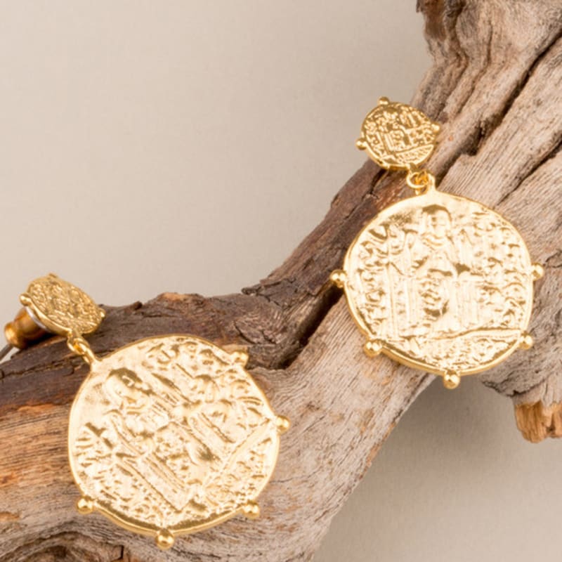 AUGUST ALICE 14K Vintage Medaillon Hängeohrringe