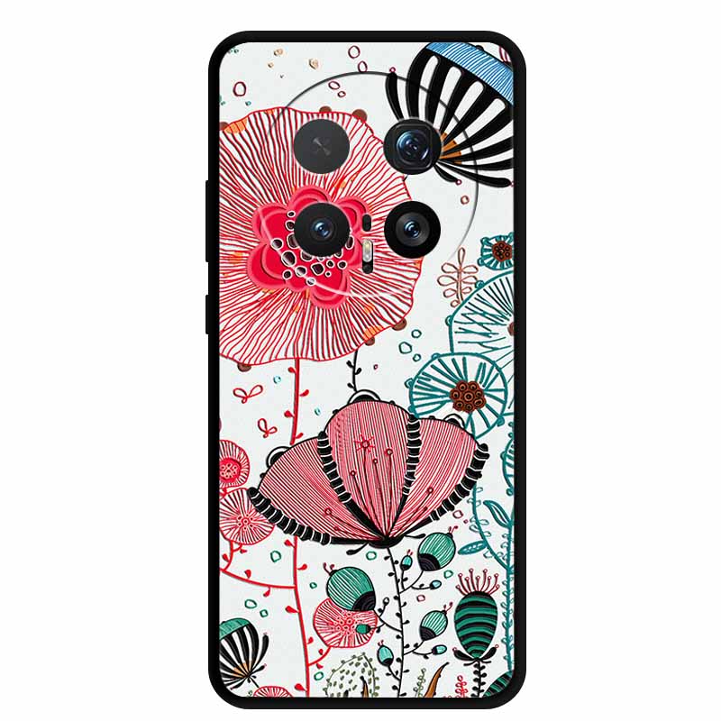 6.71" For Honor Magic8 Pro 5G Case 3D Emboss Relief Flower Black Silicone Soft Back Cover Case For Honor Magic 8 Pro Case Shells
