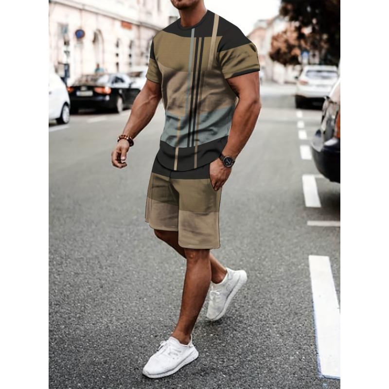Casual Sports Suit Breathable Outdoor Men's T-shirt Shorts Summer 3D Printed Adult Suit