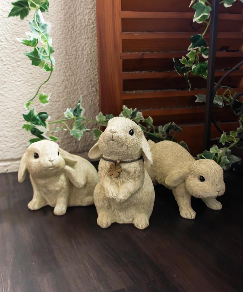 Garden Ornament Rabbit Object Figurine Interior Rabbit Sisters