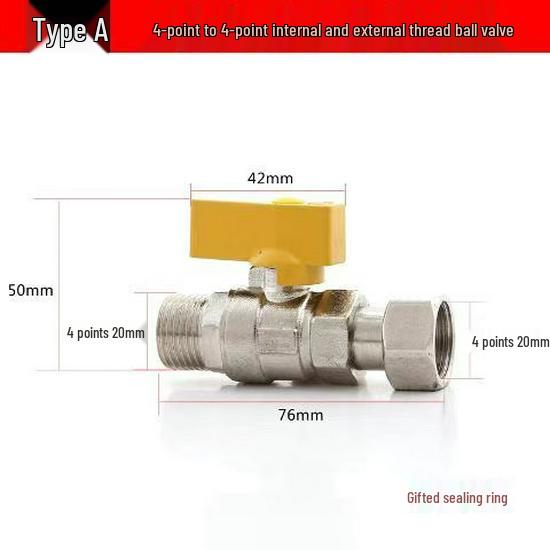 4-6 Point Copper DN15 Union Ball Valve, Thickened, Internal/External Thread, Straight-Through, for Hot/Cold Water Systems