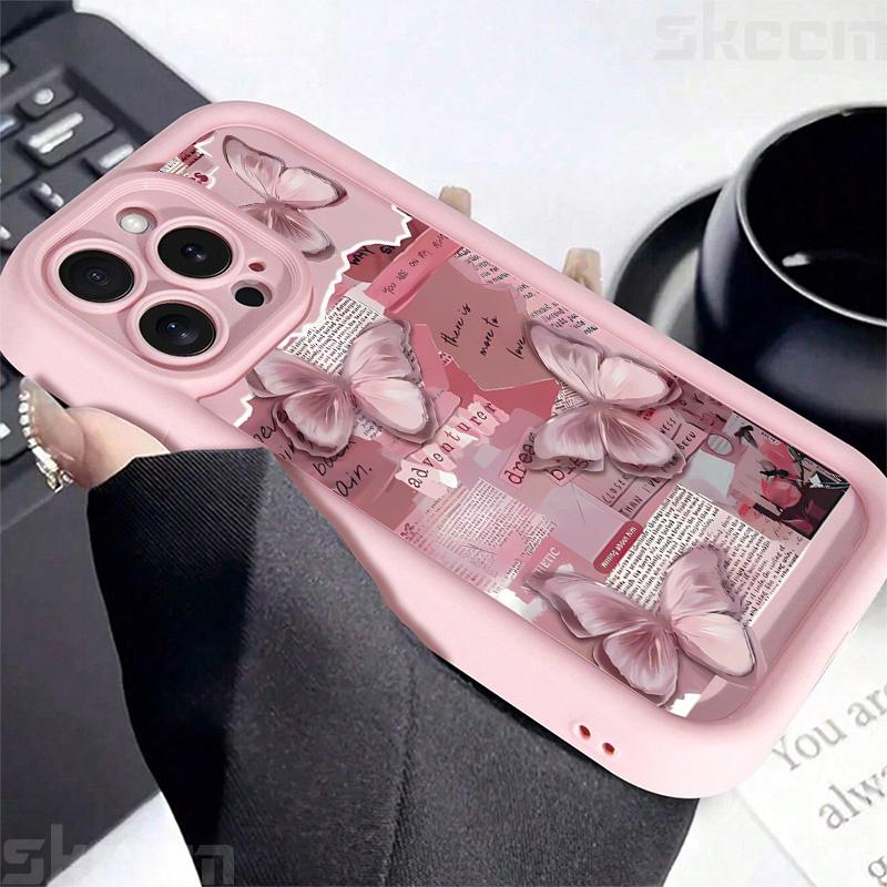 Vintage Süßer Schmetterling Silikon Weiche Handyhülle Für iPhone 16 17 15 14 13 12 11 Pro Max XS XR X 7 8 Plus Stoßfeste Candy Hülle