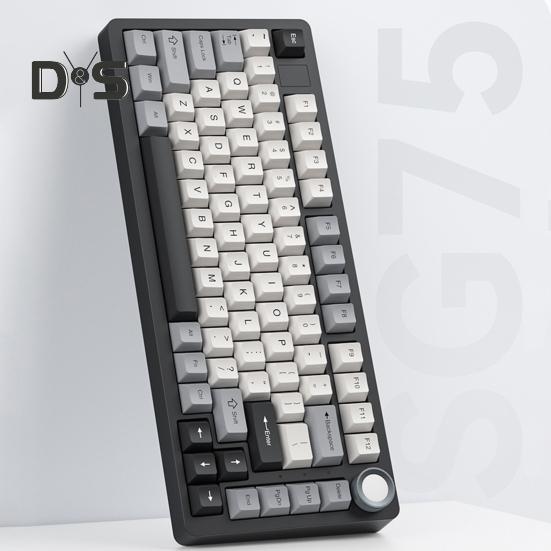 Teclado mecânico compatível com Bluetooth/2.4G/Tipo C com fio, três modos de conexão, troca a quente de teclas completas, 81 teclas