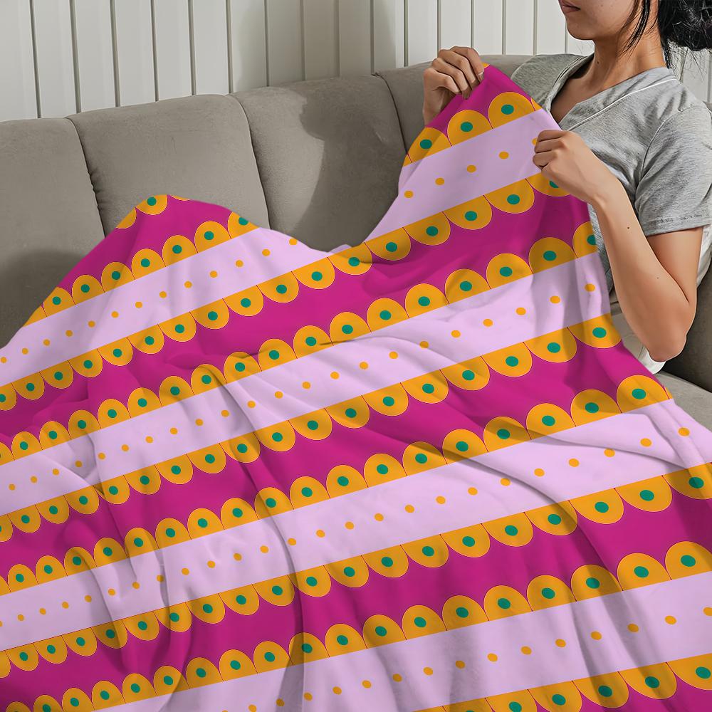 Fashion striped art pink green pattern soft warm plush blanket for dorm sofa living room pet hogar bedroom gift nap home Flannel