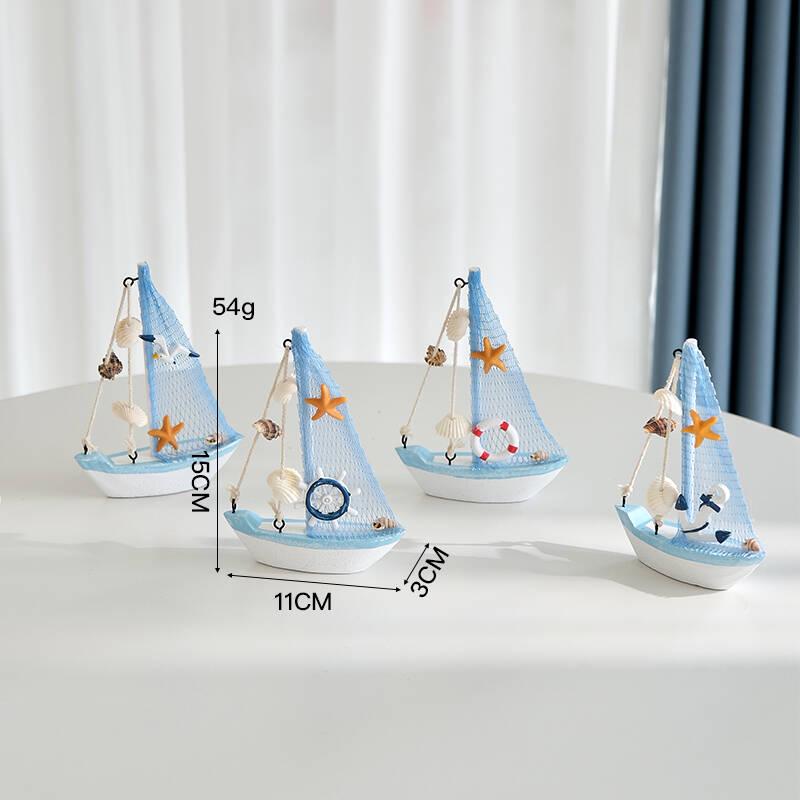 

Mediterranean-Style Wooden Sailboat Figurines - Small Decorative Handicraft Ornaments