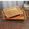 Kitchen Supplies, Hotel KTV Fruit Tray, Metal Service Gold, Rectangular Handle Decorative Nuts, Candy, Snacks