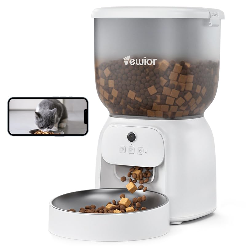

VEWIOR Automatic Pet 20 Meals per 4L Large 3MP for Cats and Smartphone Remote Monitoring Scheduled and Timer Manual Power Power Outage Stainless Steel белый