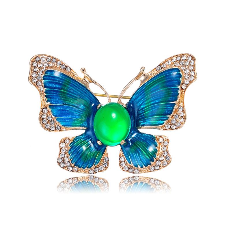 1Pcs Trendy Animal Insect Lapel Pin Elegant Crystal Enamel Butterfly Brooch For Men'S Suit Fashion Clothing Accessory Jewelry