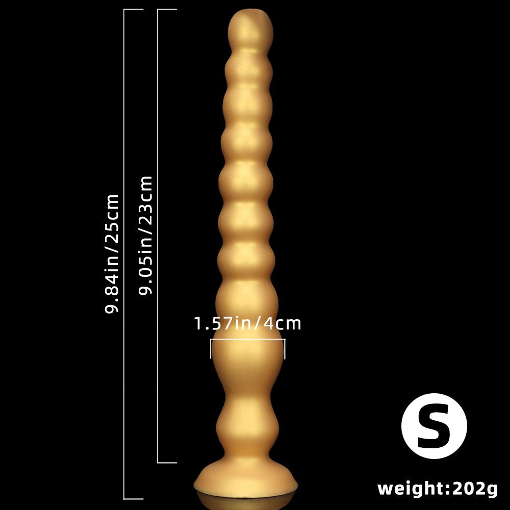 Golden Silicone Extra Long Bead Anal Plug  Extra Large  Thick and Soft  Female Anal Plug