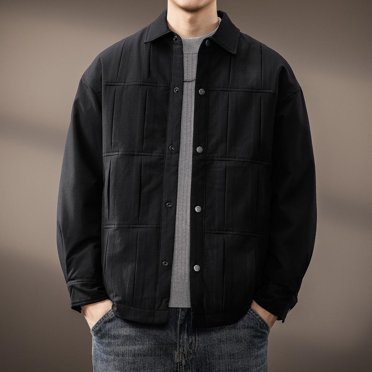 

Men s 2025 Winter Retro Pleated Down Jacket – Lightweight, Warm, 90% White Duck Down Outerwear 3XL (190-210 jin) чорний
