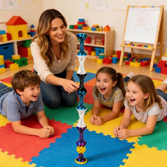 3D Printed Elastic Popping Ball And Pyramid Spiral Toy Stress Relief Fidget Toy for Adults And Kids Office Classroom Home Anxiety Relief