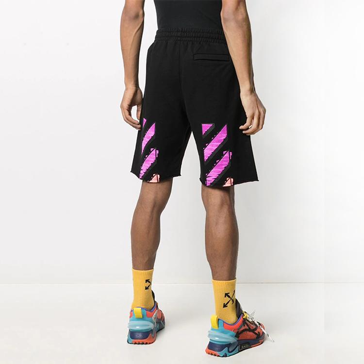 Off-White Marker Sweatshorts Black/Fuchsia Men Bottoms OMCI006R21FLE0021032