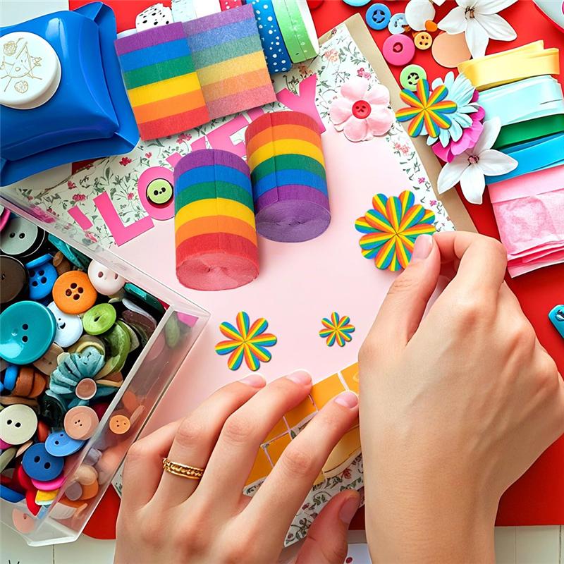 HHO-Crepe Paper Streamers 12 Rolls Colorful Crepe Rolls Each Measuring 32.8 Feet Long Rainbow Streamer Paper Decoration