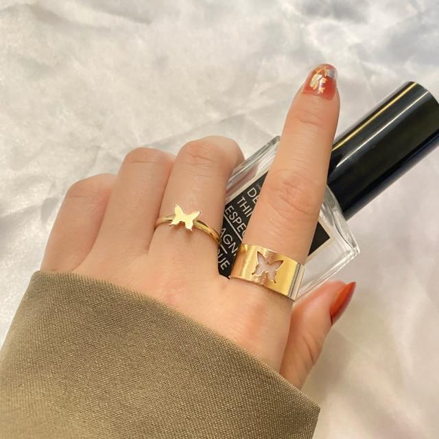 Zovoli Punk Cool Hiphop Women Chain Rings Multi Layer Adjustable Open Finger Rings Set Metal Alloy Man Rings Event Gathering Souvenir Present