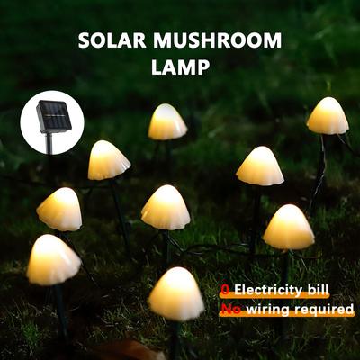 LEDowa lampa trawnikowa solarna w kształcie grzyba, zewnętrzna, wodoodporna, 8 trybów, lampa krajobrazowa na ścieżkę, dekoracyjne lampki sznurkowe do ogrodu, na dziedziniec, taras