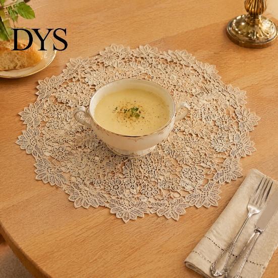 Tapis Isolants Thermiques Protecteurs pour Bols, Set de Table Rond en Dentelle Florale, Sous-Verre Brodé, Sous-Plat Pliable, Sets de Table Rétro pour Table de Cuisine, Sets de Table pour Théière