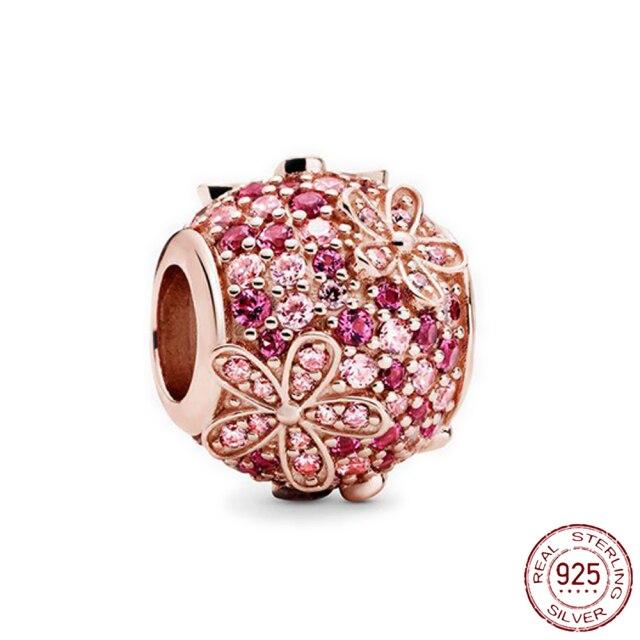 Nouveau 925 En Argent Sterling Rose Fille Garçon Rose Étincelle Entretoise Clip Charme À Perles Original De Mode Bracelet Bijoux À Bricoler Soi-Même Pour Les Femmes