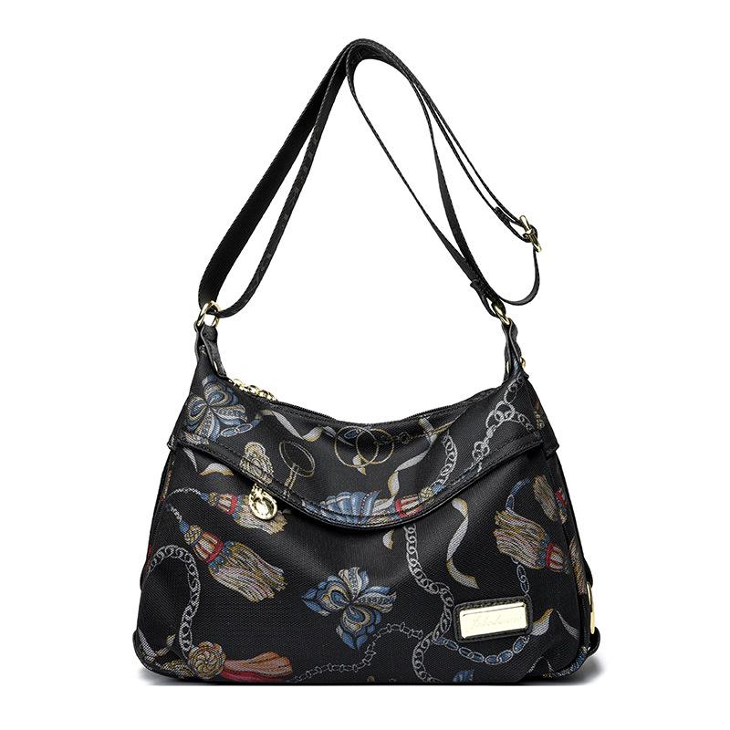 Женская модная универсальная сумка кроссбоди 2025 - Вместительная тканевая наплечная сумка с принтом и множеством отделений