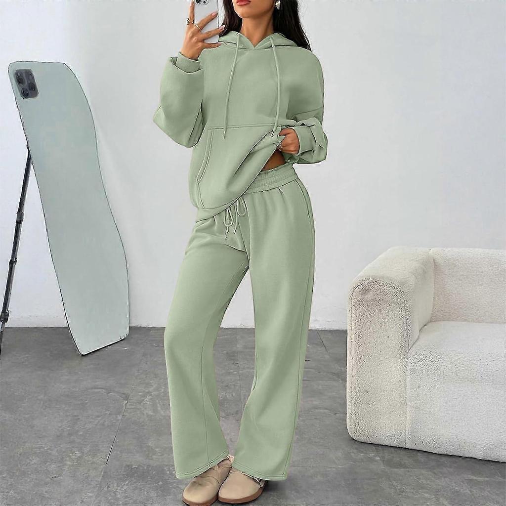 Women's Two-piece Tracksuit Set: Oversized Hoodie Sweatshirt and Jogging Pants Light Gray XXXL New Arrival
