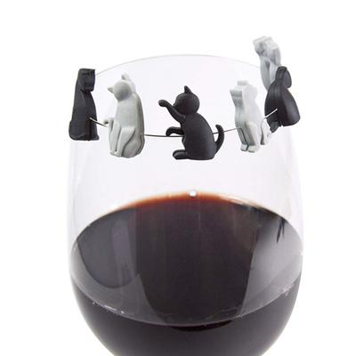 Clips pour sachets de thé en Silicone, 6 pièces, de qualité alimentaire, résistants à la chaleur, réutilisables, en forme de chat, porte-sachets de thé, marqueurs de boissons