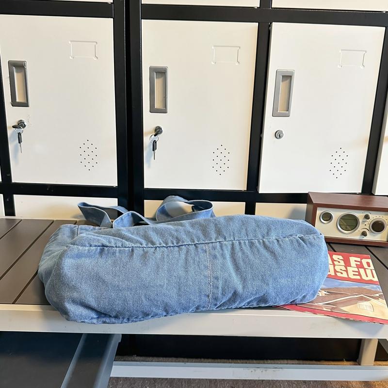 Large Capacity Denim Bag Female Letter Tote Bag Student Shoulder Bag