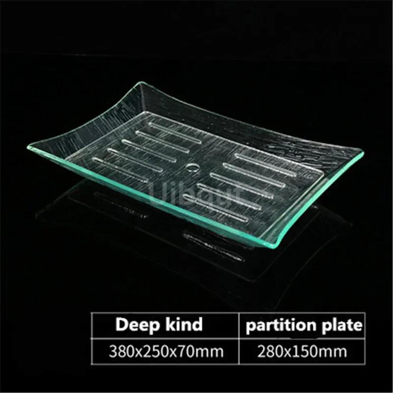 Acrylic rectangular Transparent sashimi plate fish raw ice tray Japanese Korean sushi plate seafood buffet butter serving dish