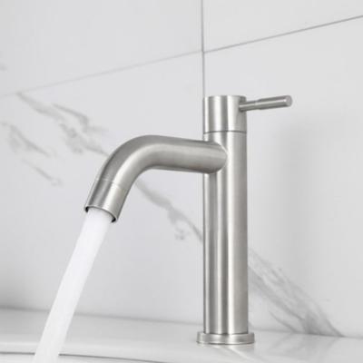 Sink Tap Bathroom Basin Faucet Single Handle Deck Mounted Stainless Steel Water Tap Anti-Leakage Brushed Bathroom Faucet Balcony